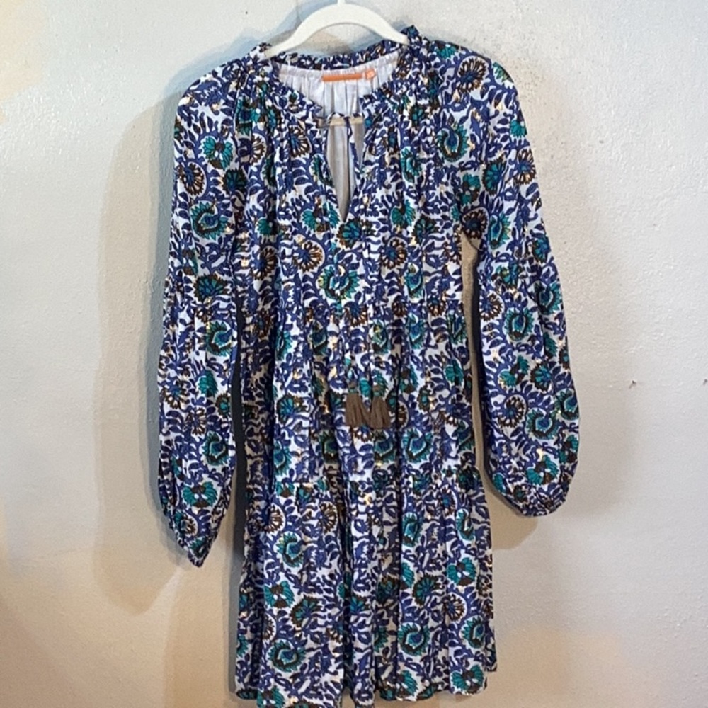 Oliphant Vneck Tassel Tie Slip On Longsleeve Peasant Woman Size XS Elastic Wrist